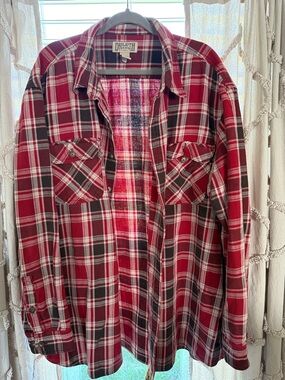 Duluth Trading Co Red and Black Plaid Button-Down Shirt